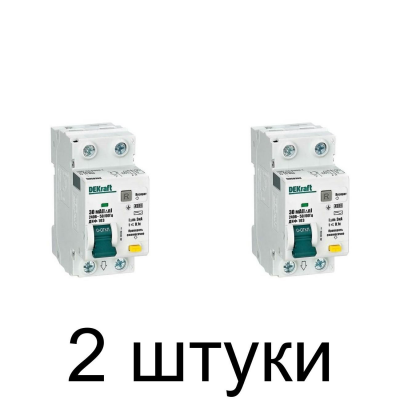 Дифавтомат DEKraft ДИФ-103 1П+Н 10А/30мА -2шт