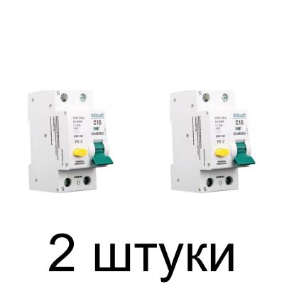 Дифавтомат DEKraft ДИФ-103 1П+Н 16А/10мА -2шт