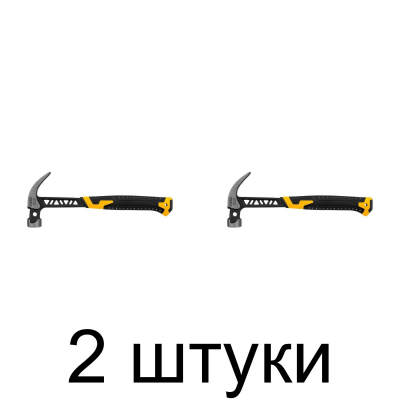 Молоток-гвоздодер DENZEL 0,45кг магнит, 2К-ручка -2шт