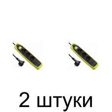 Удлинитель ELECTRALINE 62152 3роз. 2USB 2м 3х1 черный/зеленый -2шт