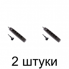 Удлинитель ELECTRALINE 62156 5роз. 2USB 2м 3х1 черный/серый -2шт