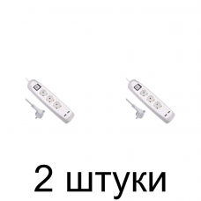 Удлинитель ELECTRALINE 62153 3роз. 2USB 2м 3х1 белый/серый -2шт
