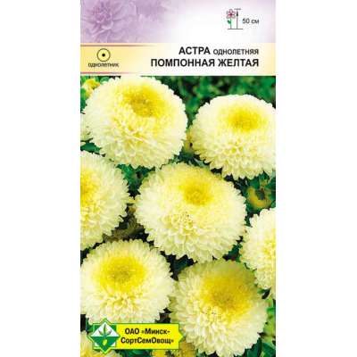 Семена астры Помпонная Желтая 0.3г