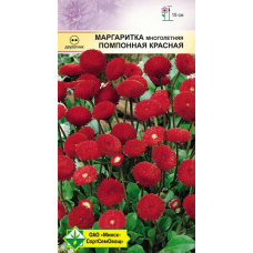 Семена маргаритки многолетней Помпонная красная 0.05г