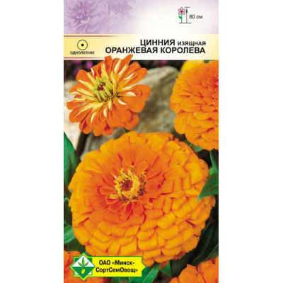 Семена циннии изящной георгиноцветной Оранжевая королева 0.5г