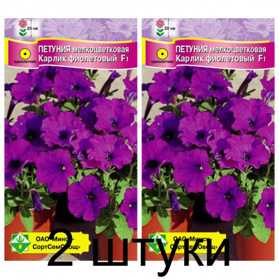 Семена. Петуния гибр мелкоцв Карлик фиолетовый F1 7шт -2шт