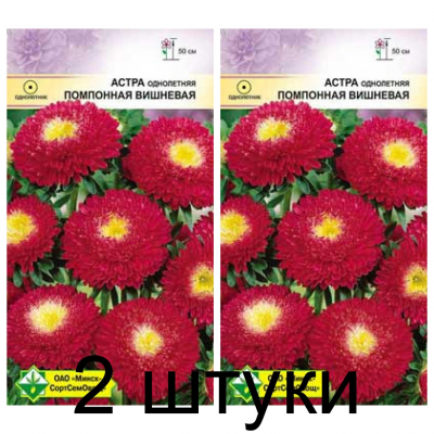 Семена. Астра Помпонная Вишневая 0.3г -2шт