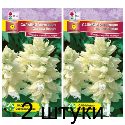 Семена. Сальвия блестящая Сальса белая 10шт -2шт
