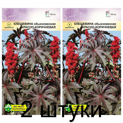 Семена. Клещевина обыкновенная Красно-коричневая 4шт -2шт