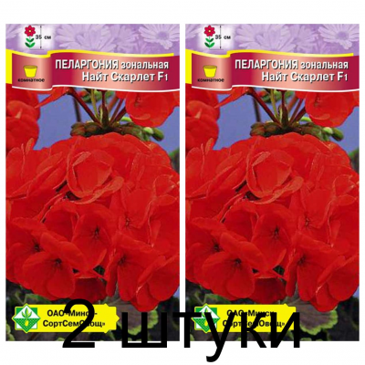 Семена. Пеларгония зональная Найт Скарлет F1 4шт -2шт