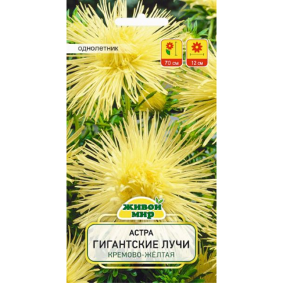 Семена Астра Гигантские лучи кремово-желтая (W. Legutko) 0,3 г, РБ