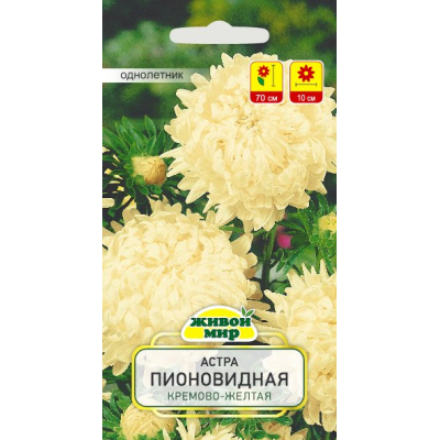Семена Астра Пионовидная кремово-желтая (W. Legutko) 0,3 г, РБ