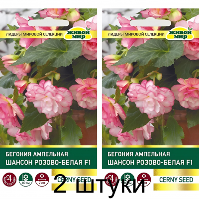 Бегония клубневая ампельная Шансон Двуцветная розово-белая F1, 10 семян (Cerny seed, Чехия) -2шт