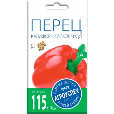 Семена Агроуспех Перец сладкий Калифорнийское Чудо красное АУ 0,3г