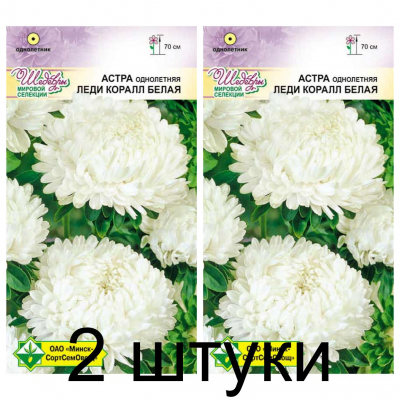 Астра Леди Коралл Белая (Семена  МССО) 0.1г - 2шт