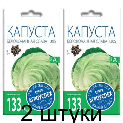 Семена Агроуспех Капуста б/к Слава 1305 АУ 0,5г - 2 штуки