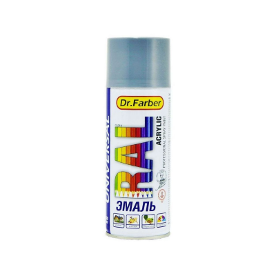 Эмаль Dr.Farber аэроз. акрил универс. RAL 7001 глянц., 520мл