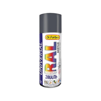 Эмаль Dr.Farber аэроз. акрил универс. RAL 7024 глянц., 520мл