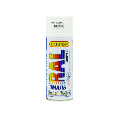 Эмаль Dr.Farber аэроз. акрил универс. RAL 9003 глянц., 520мл