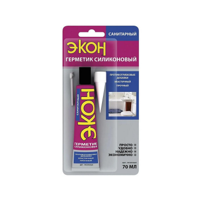 Герметик ЭКОН силикон. санитарный прозрачный, 70мл