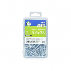 Саморез с крыльчаткой 5,5х38, сверло, цинк, ЕКТ (уп=60шт)_BOX