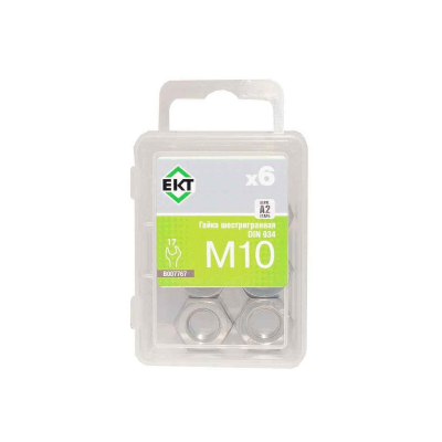 Гайка 6-гранная нерж.сталь М10, DIN 934, прочн.8 (уп=6шт) B007767_BOX