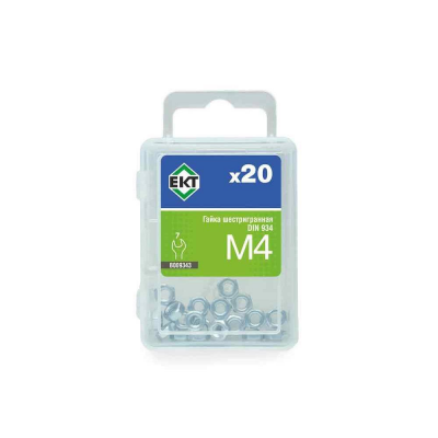 Гайка М4, цинк, прочн. 6 DIN 934 (уп=20шт) ЕКТ