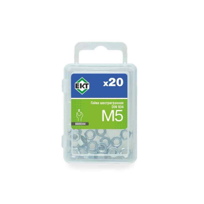 Гайка М5, цинк, прочн. 6 DIN 934 (уп=20шт) ЕКТ