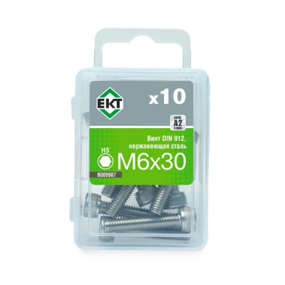 Винт с цилиндр. гол. и внутр. шестигр. M6х30, DIN912, НЕРЖ.СТ., ЕКТ (уп=10шт)