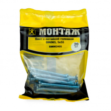 Винт потайн цинк POZI 5х55 DIN965 (уп=20шт)