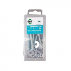 Болт 6-гранный с гайкой, усил.шайбой 6х60 цинк, прочн.5.8 DIN933 М6 (уп=6шт)_BOX