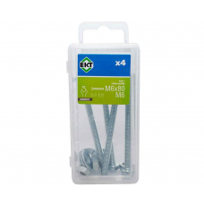 Болт 6-гранный с гайкой, усил.шайбой 6х80 цинк, прочн.5.8 DIN933 М6 (уп=4шт)_BOX