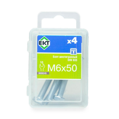 Болт 6-гранный 6х 50, цинк, прочн. 8.8 DIN 933 (ГОСТ 7798-70) (уп=4шт)