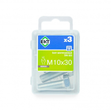 Болт 6-гранный 10х 30, цинк, прочн. 8.8 DIN 933 (уп=3шт)