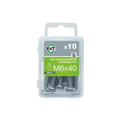 Болт 6-гранный M6х40, DIN933, НЕРЖ. СТАЛЬ, ЕКТ (уп=10шт)