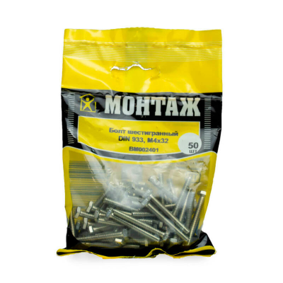 Болт 6-гранный М4х32 прочн. 8.8, цинк (уп=50шт)
