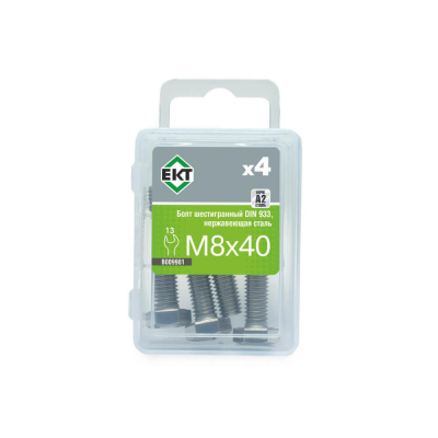 Болт 6-гранный M8х40, DIN933, НЕРЖ. СТАЛЬ, ЕКТ (уп=4шт)