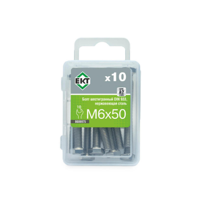 Болт 6-гранный M6х50, DIN933, НЕРЖ. СТАЛЬ, ЕКТ (уп=10шт)