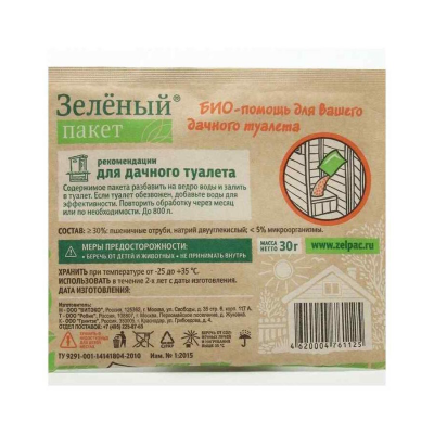 Средство Доктор Робик Зеленый пакет 112 для дачного туалета (30г)