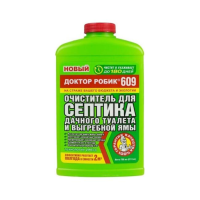 Средство Доктор Робик 609 для септиков, дачных туалетов, выгребных ям (798мл)