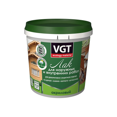 Лак VGT акриловый для наружных и внутренних работ матовый, 0,9кг