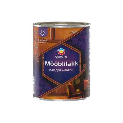 Лак Eskaro Mooblilakk 15 акриловый для мебели полуматовый, 0,9л