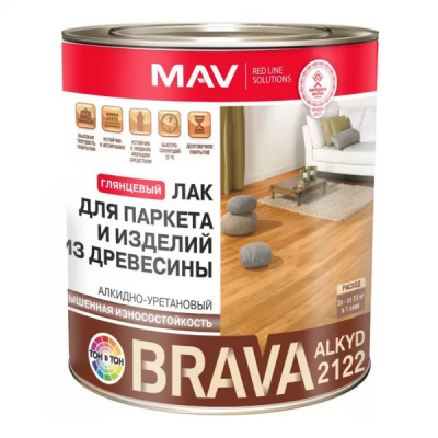 Лак BRAVA АУ-2122 паркетный алкидно-уретановый глянцевый, 0,7кг