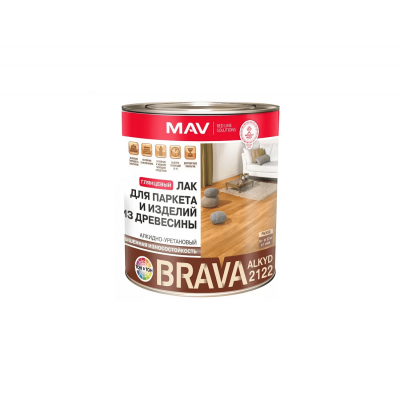 Лак BRAVA АУ-2122 паркетный алкидно-уретановый глянцевый, 2,3кг