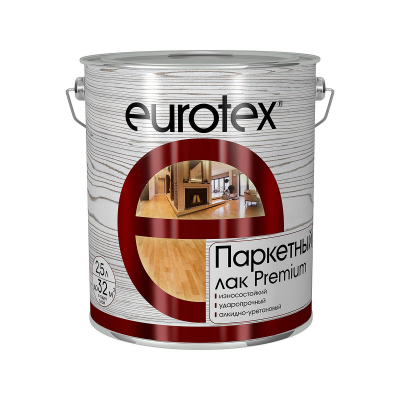 Лак Eurotex Premium паркетный глянцевый, 2,5л