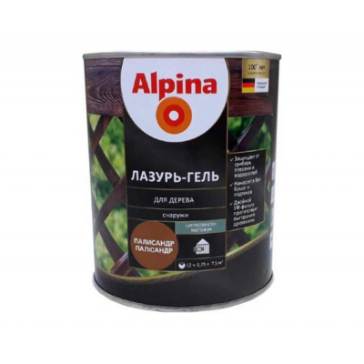 Лазурь-гель Alpina алкидый для дерева шелк.-матовый палисандр, 0,75л
