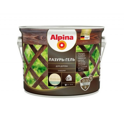 Лазурь-гель Alpina алкидый для дерева шелк.-матовый бесцветный, 2,5л/2,2кг