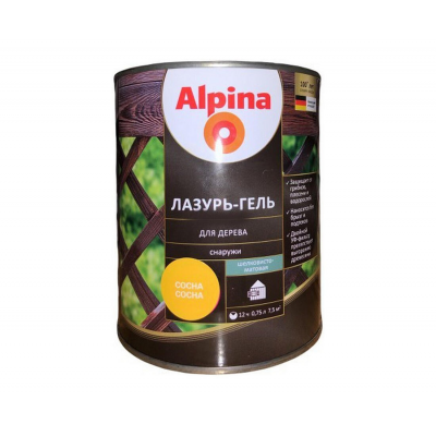 Лазурь-гель Alpina алкидый для дерева шелк.-матовый сосна, 0,75л
