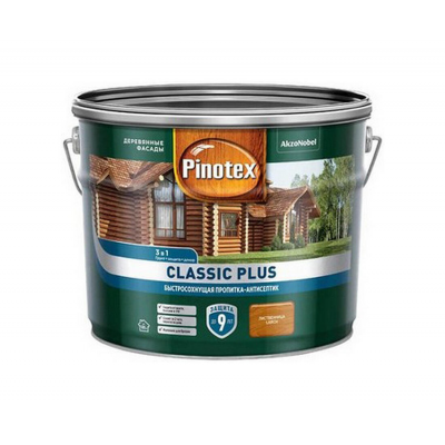 Пропитка-антисептик Pinotex Classic Plus 3 в 1 Лиственница, 9л
