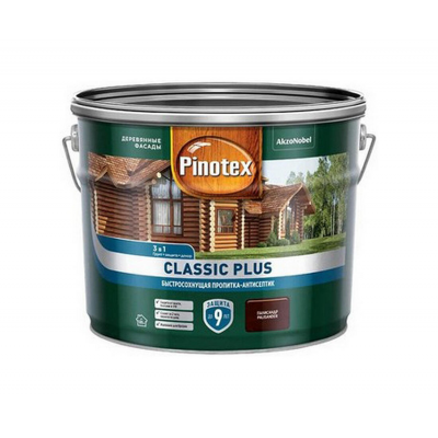 Пропитка-антисептик Pinotex Classic Plus 3 в 1 Палисандр, 9л
